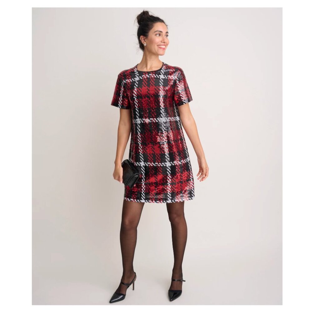 NWT: UNTUCKit Black and Red Sasha Sequin Dress